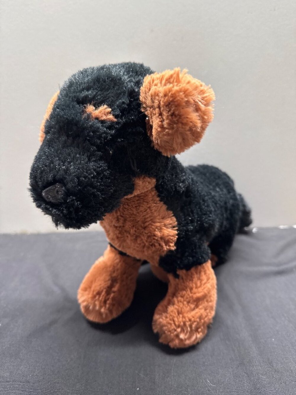 Black Brown Plush Dachshund Dog 12" Soft Toy Plastic Eyes Black Snout Stuffed An